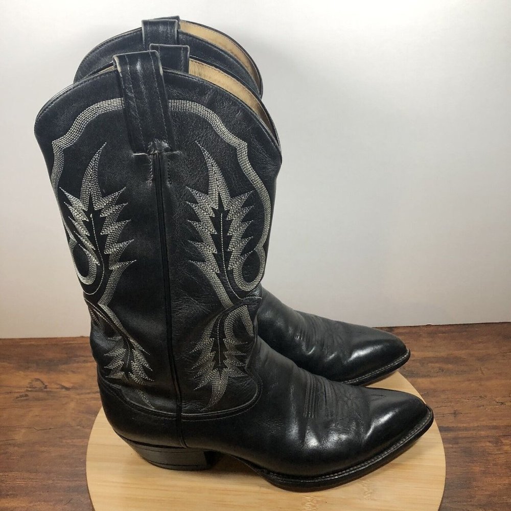 Tony Lama Men's Size 8.5 D Black Leather Western Cowboy Boots 2916